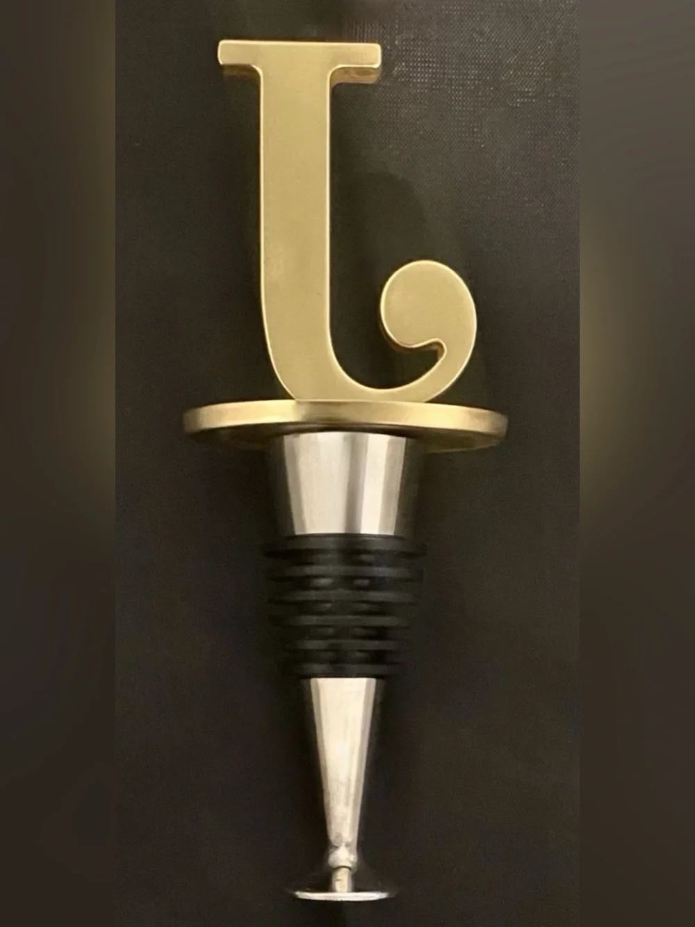 Pier 1 - Gold Monogram Wine Decanter Cork Bottle Stopper with the Letter 